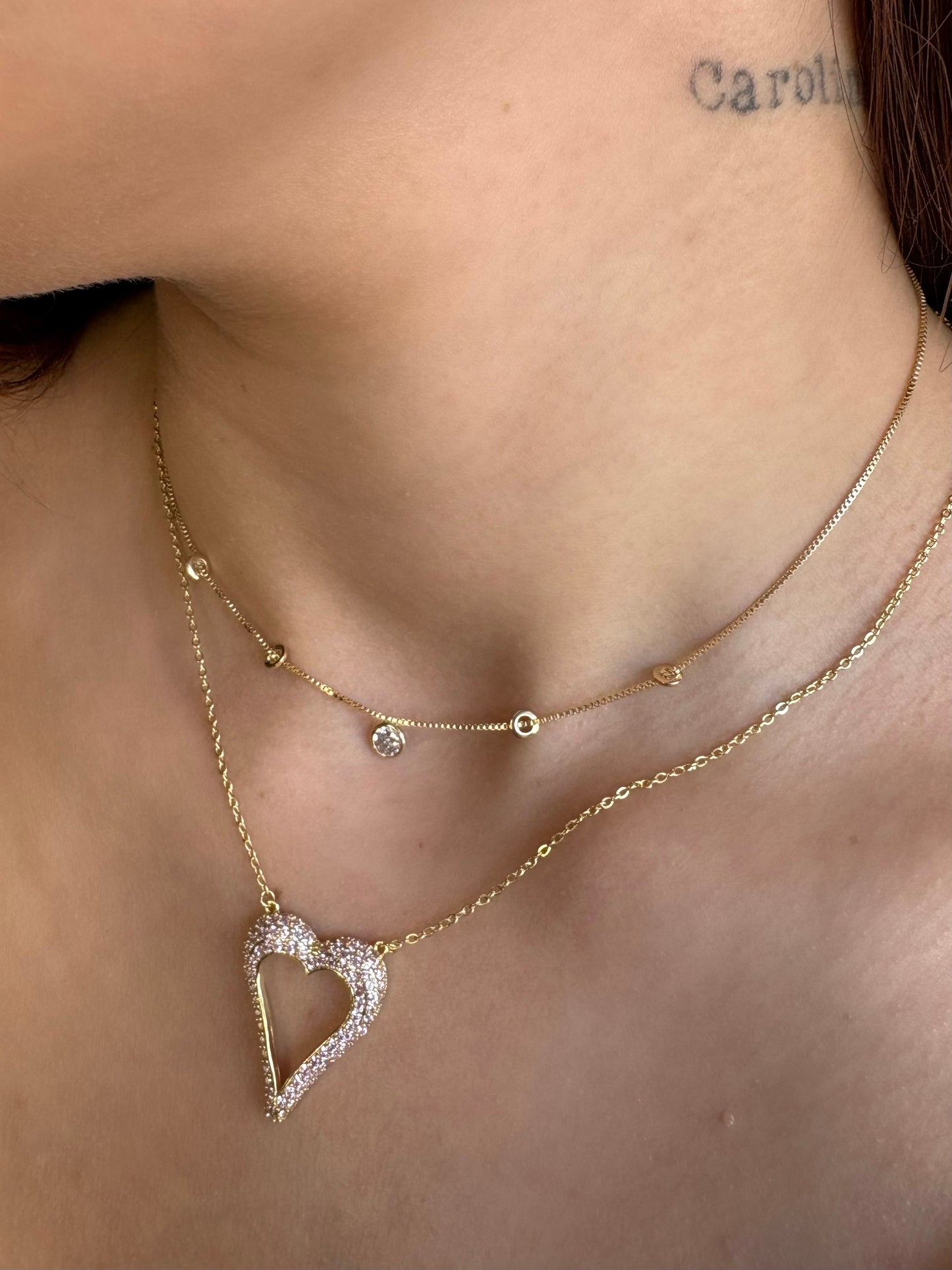 Heart CZ Pink Necklace - 18k Gold Filled