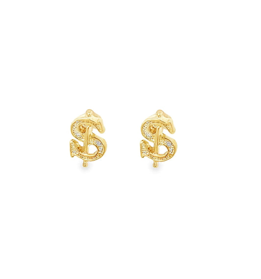 Dollar Sign Earrings - 18k Gold Filled