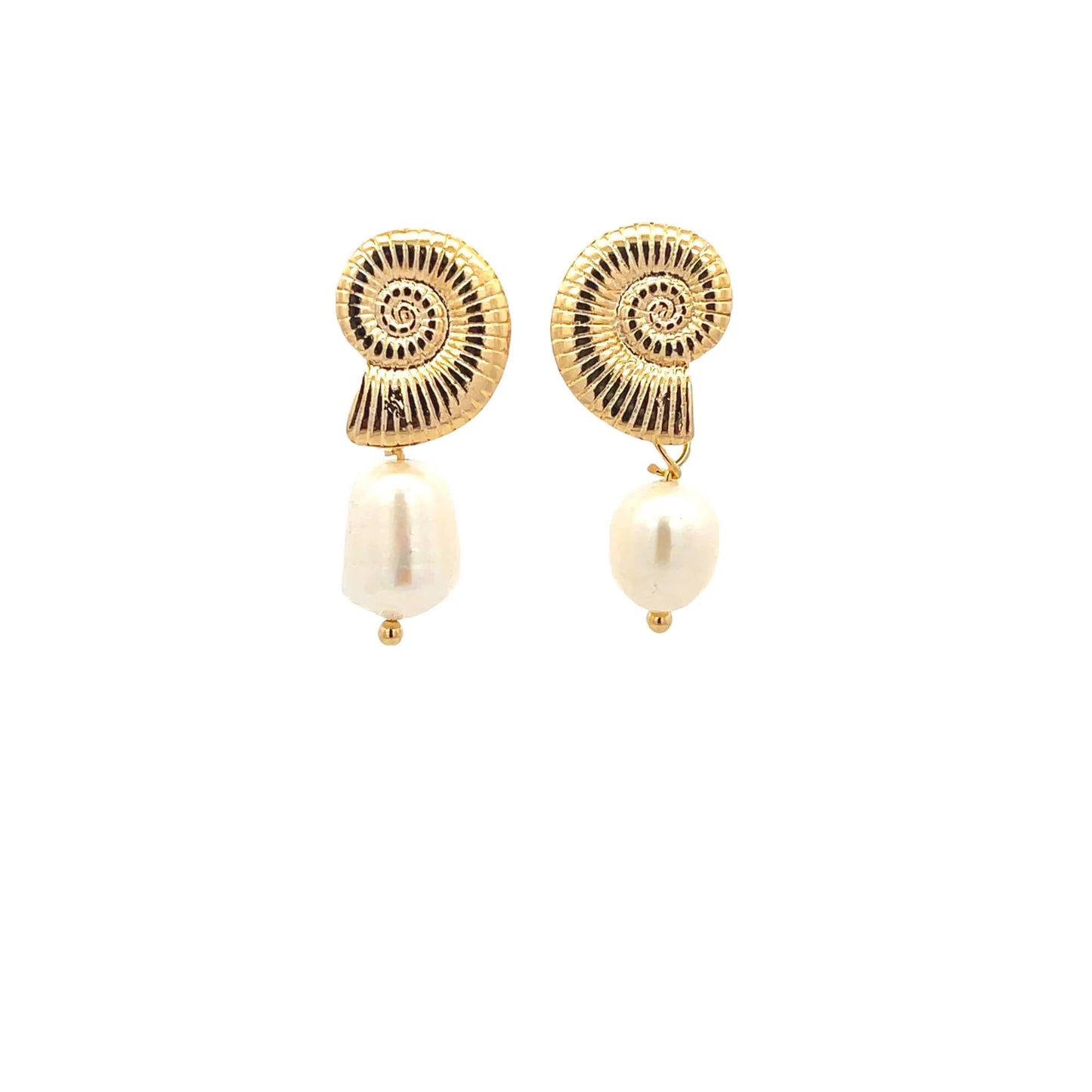 Seashell Pearl Earrings - 18k Gold Filled