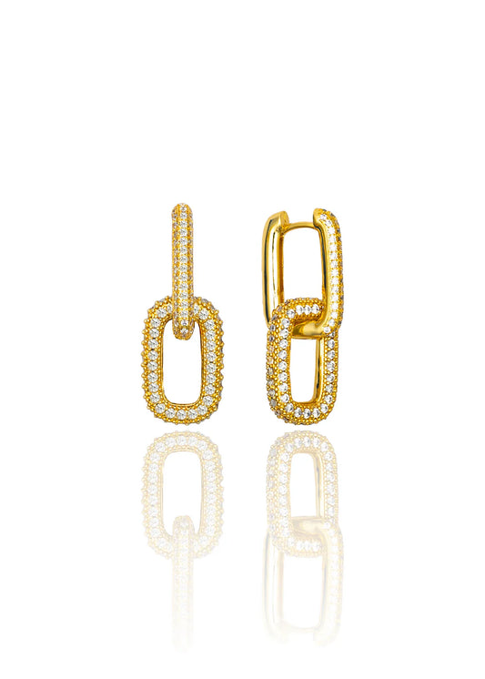 Elegant CZ Paper Clip Earrings - 18k Gold Filled