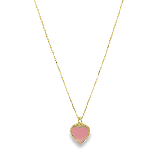 Heart Pink Necklace - 18k Gold Filled